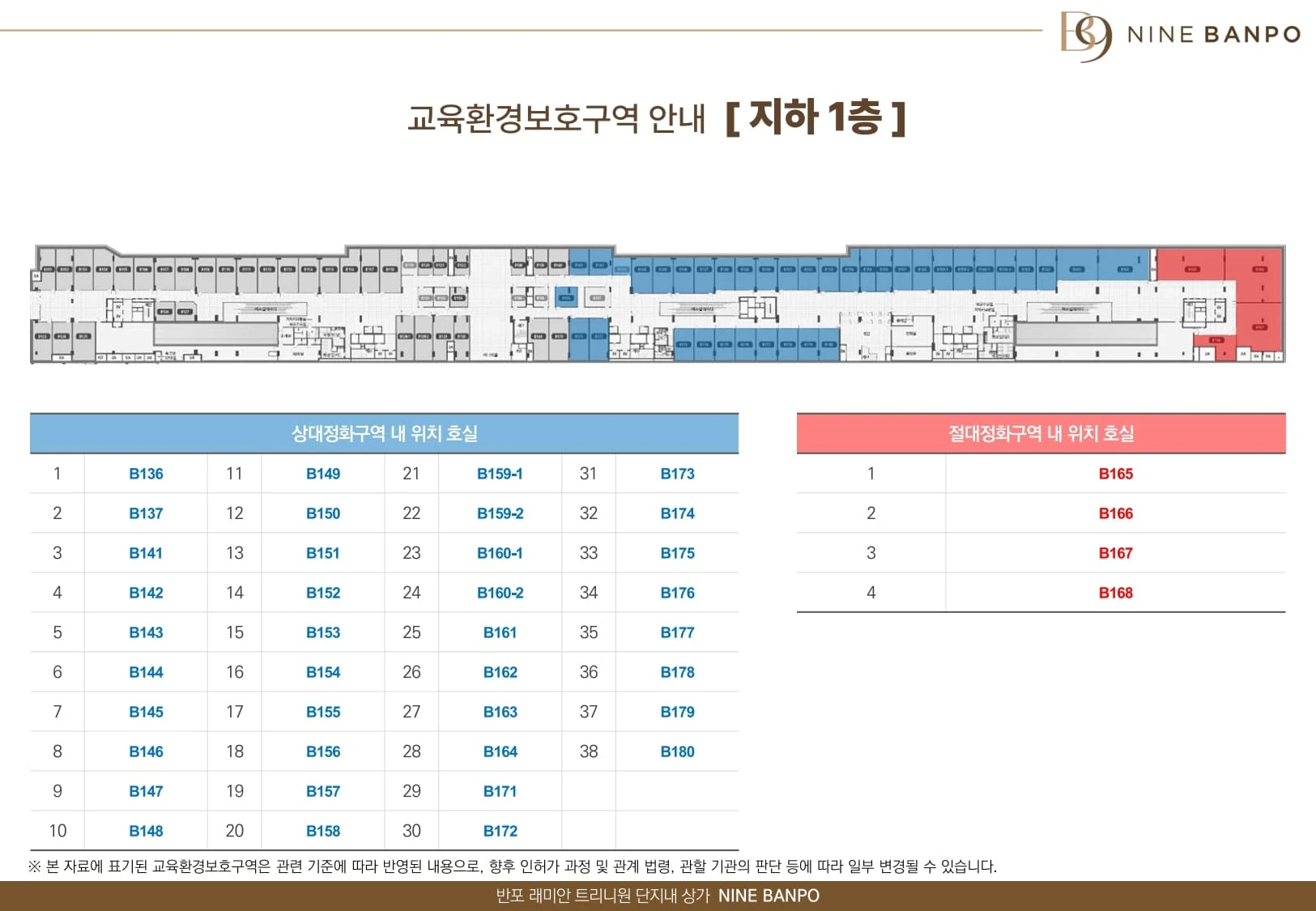 나인반포 래미안 트리니원 상가 지하 1층 층별안내도 구반포역 직통 연결