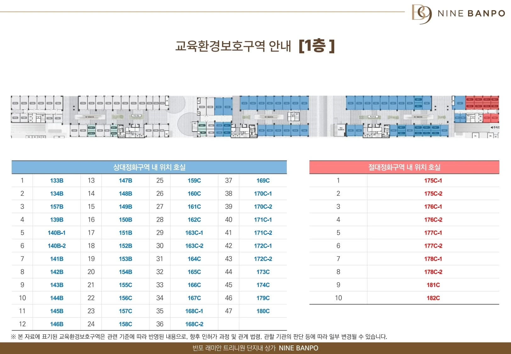 나인반포 래미안 트리니원 상가 지상 1층 층별안내도 4m 천장고 설계